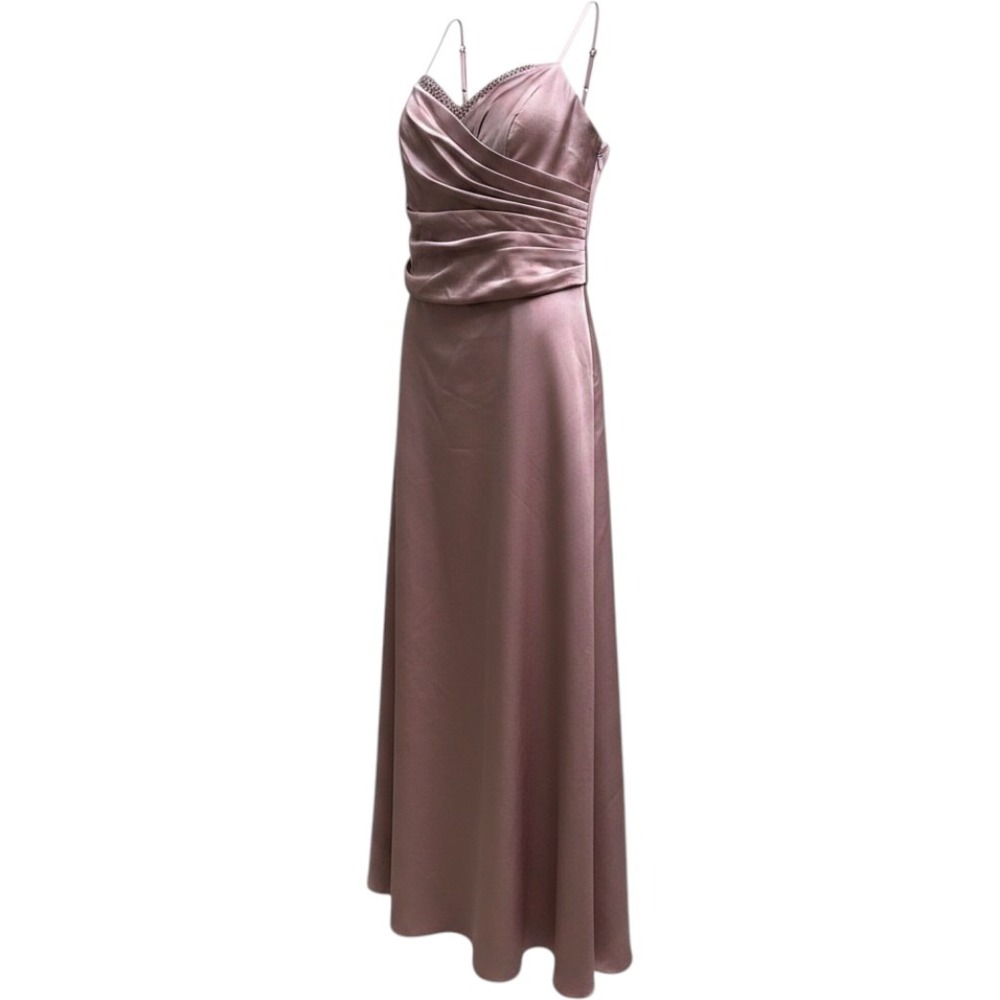 Alfred Angelo Formal Gown Dusty Rose Satin Beaded Maxi Dress LB-FE 3005